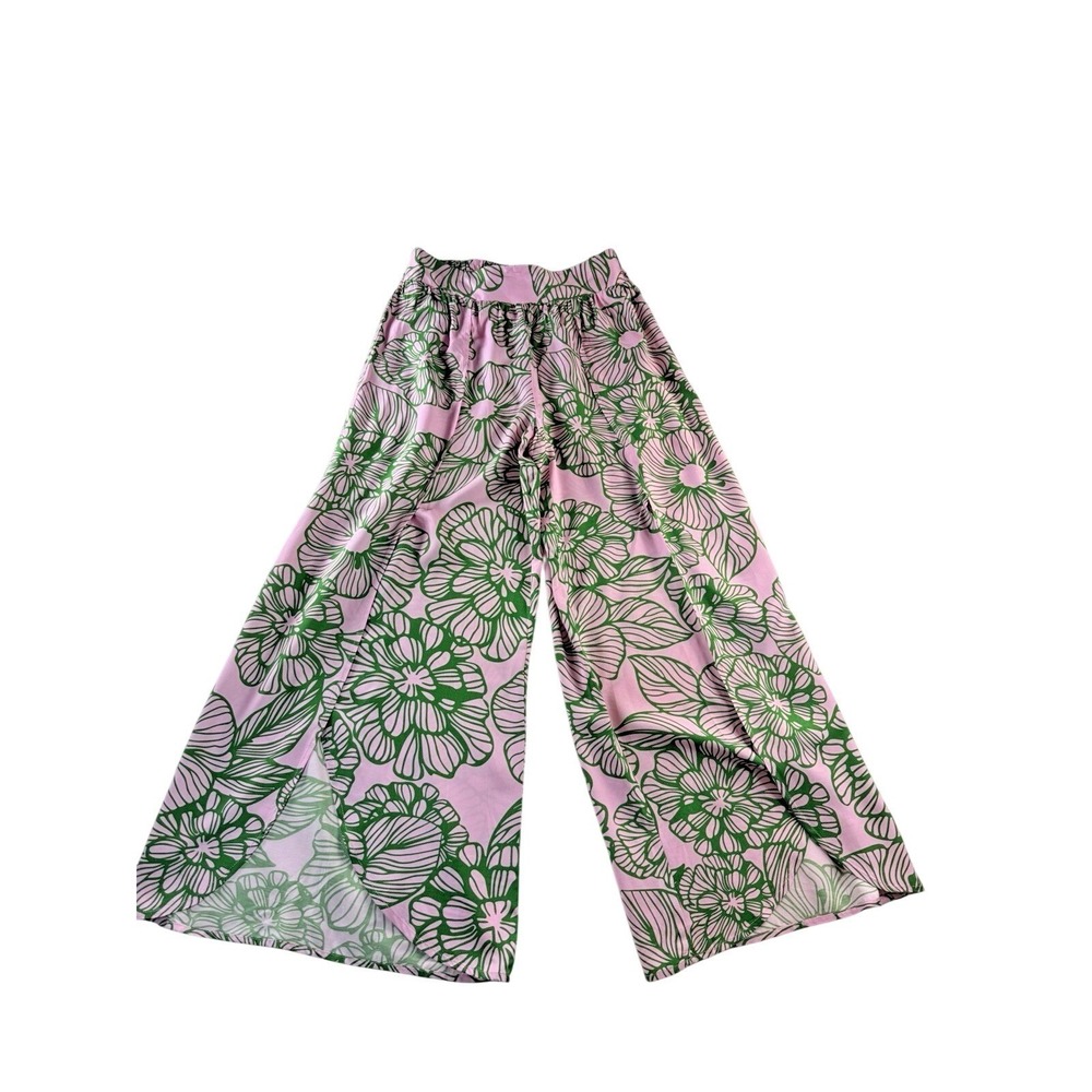 NWT Philosophy Pink & Green Floral Elastic Waist Front Slit Pants Size XS‎